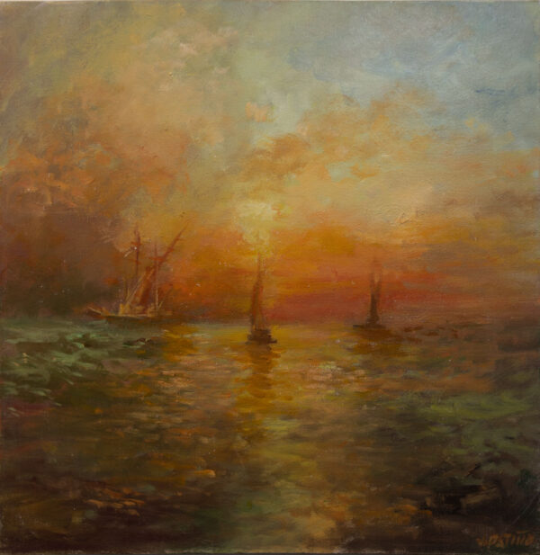 pleno atardecer marino